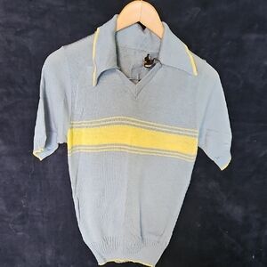 V-Neck Sweater in Blue and Yellow